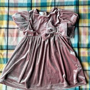 Zara Blush Velvet Dress with Bow